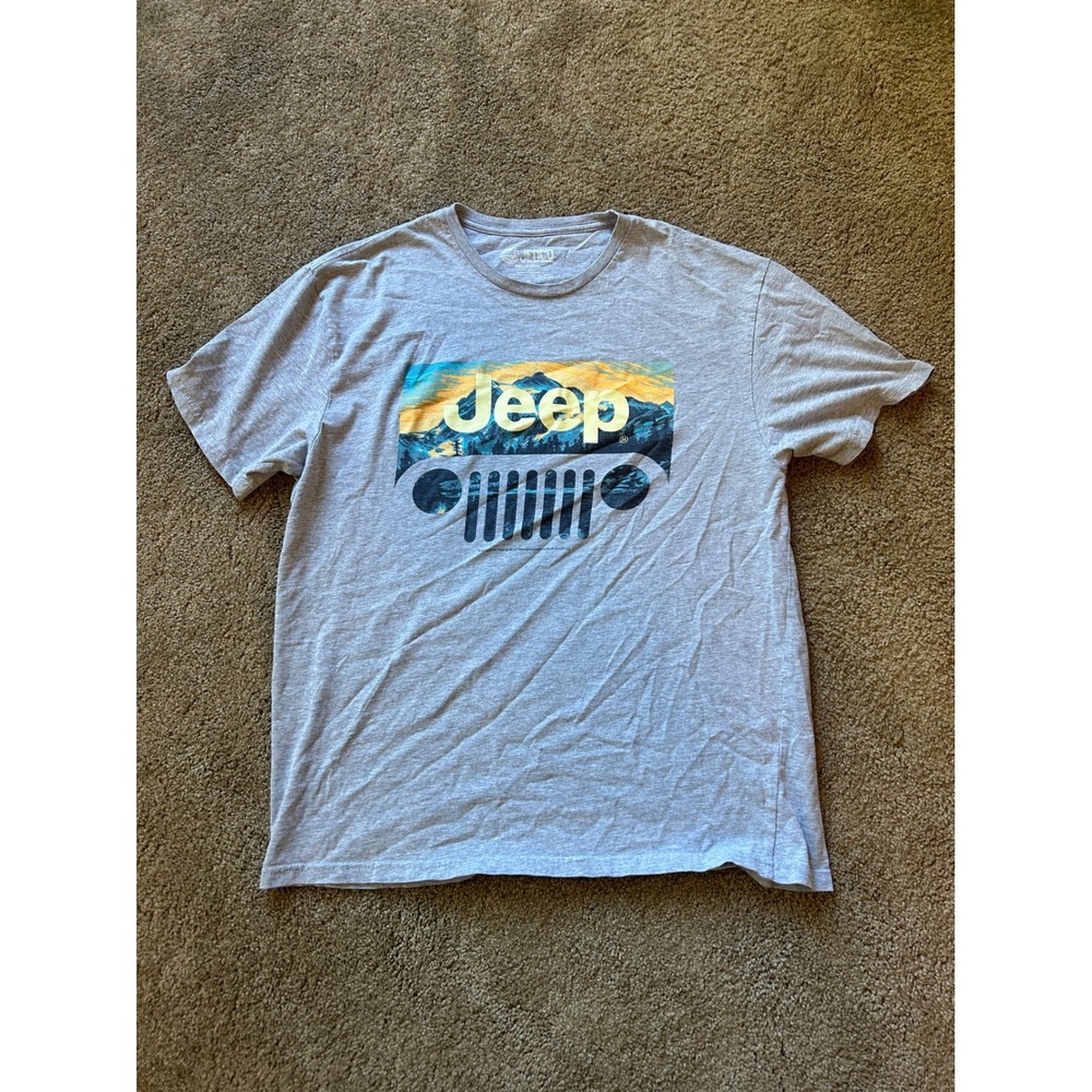 JEDCO‎ Jeep Graphic T Shirt Mens XL Grey Mountain Landscape Outdoor Adventure